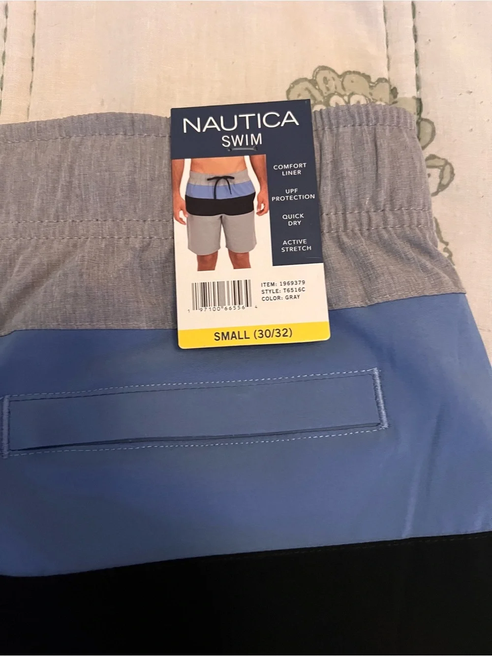 Adilette comfort slides with Nautica swim trunks